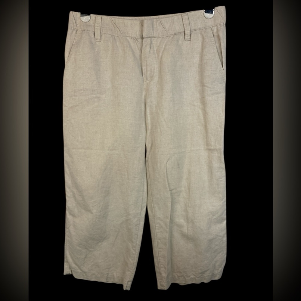 Liz Claiborne Beige Linen Blend Casual Cropped Pants Women’s Small